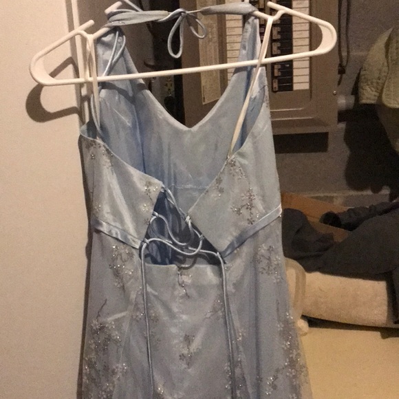 Long light blue halter formal gown - Picture 3 of 3